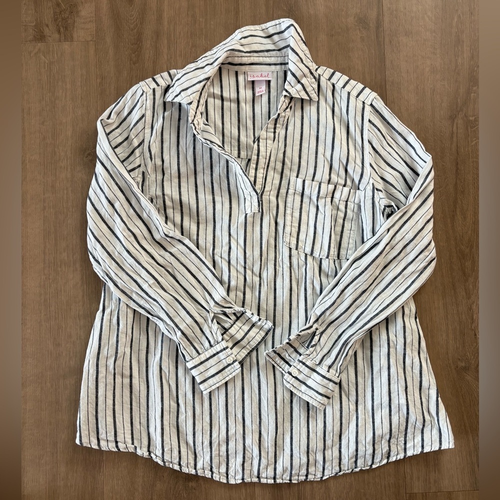 Isabel Linen Blend Maternity and Nursing Popover Shirt